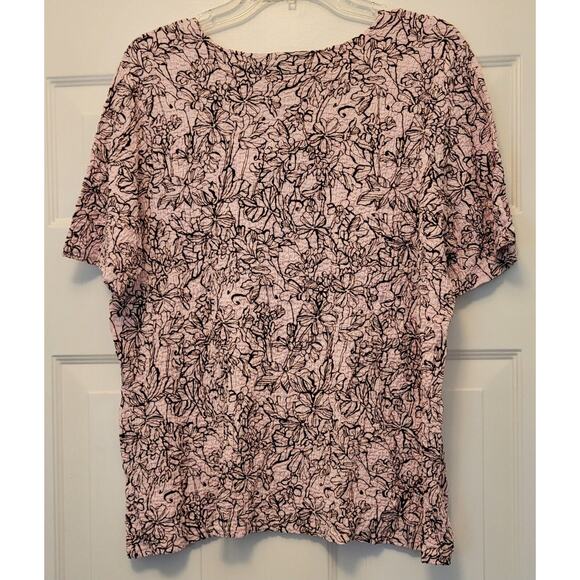 NWT Croft & Barrow Women's Size 1X Pink & Navy Short Sleeve Scoop Neck Shirt - Picture 6 of 8